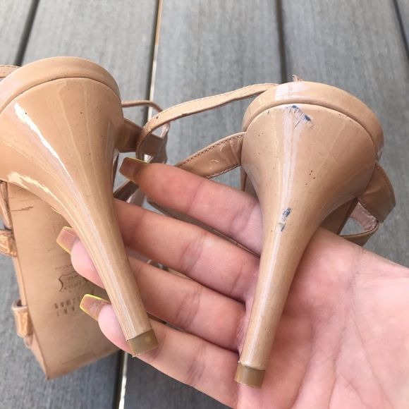 Stuart Weitzman Cross Front Strappy Patent Heels - Picture 4 of 8